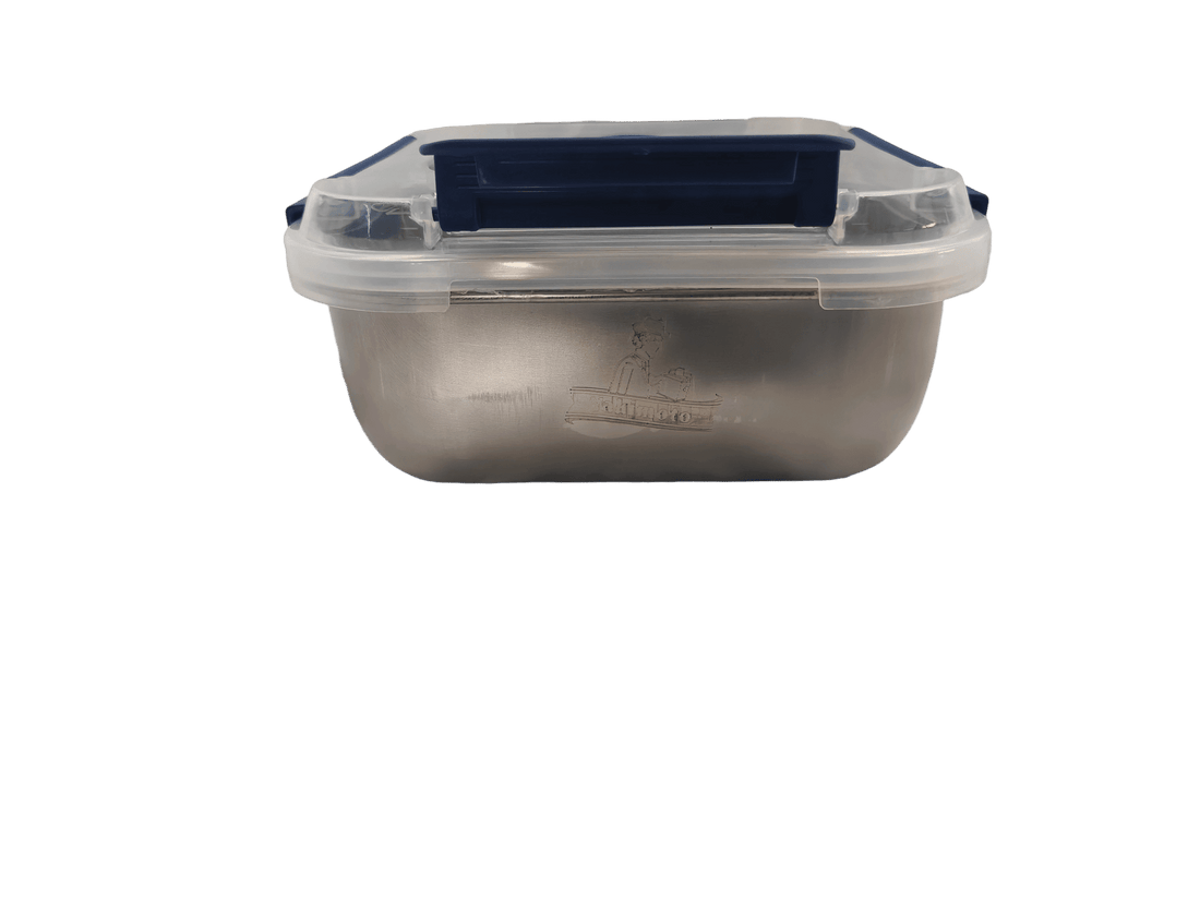 Extra - Large Stainless Steel Food Storage Containers with Blue Lids - KitchenCraftedGoods