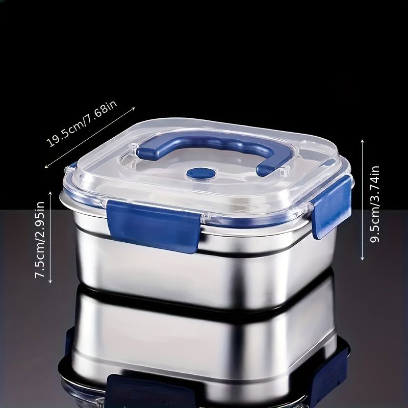 Extra - Large Stainless Steel Food Storage Containers with Blue Lids - KitchenCraftedGoods