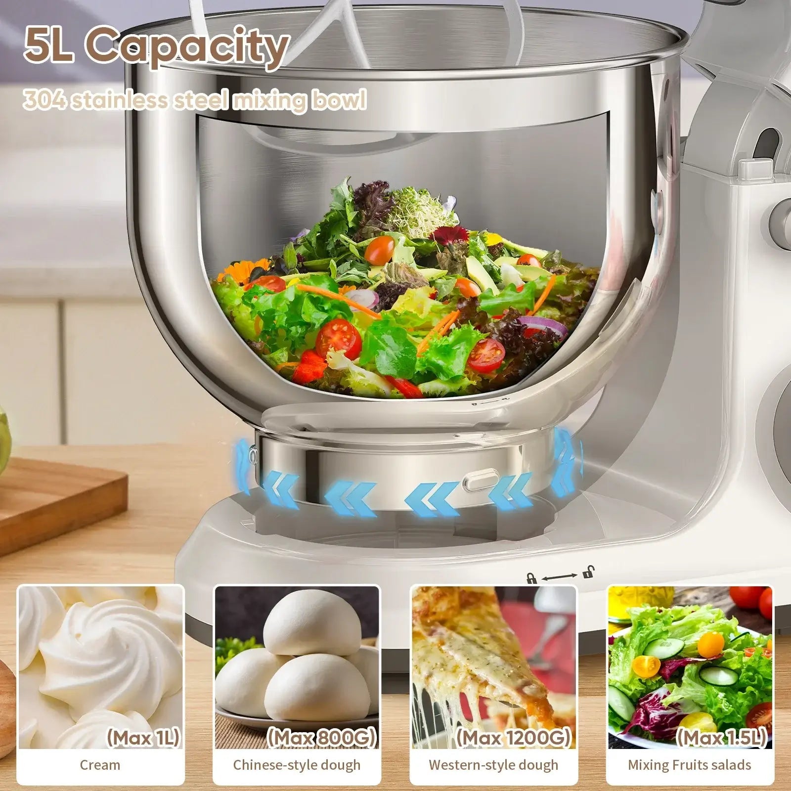 Kitchen Food Stand Mixer - 1200W, 11 Speeds, OLED - KitchenCraftedGoods
