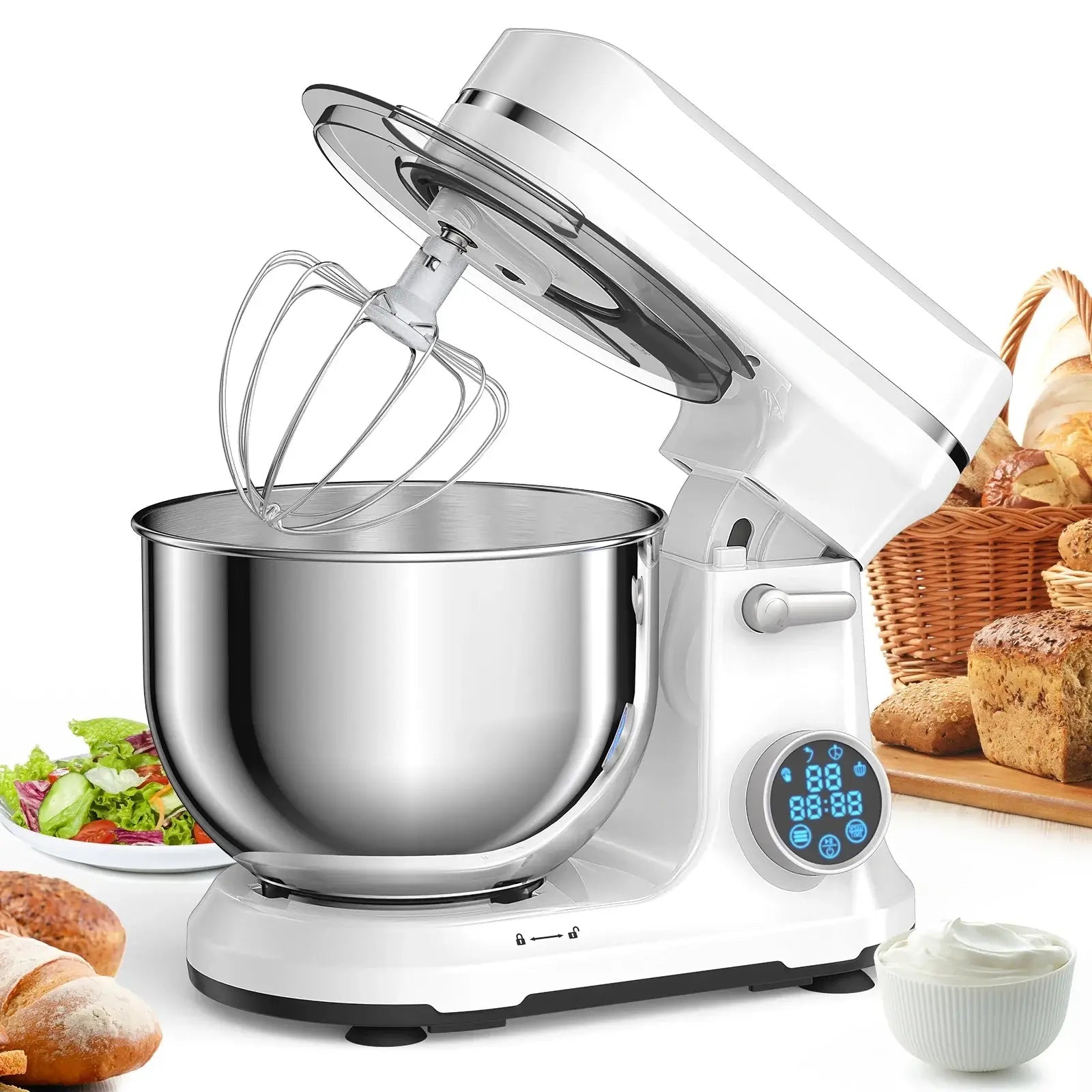 Kitchen Food Stand Mixer - 1200W, 11 Speeds, OLED - KitchenCraftedGoods