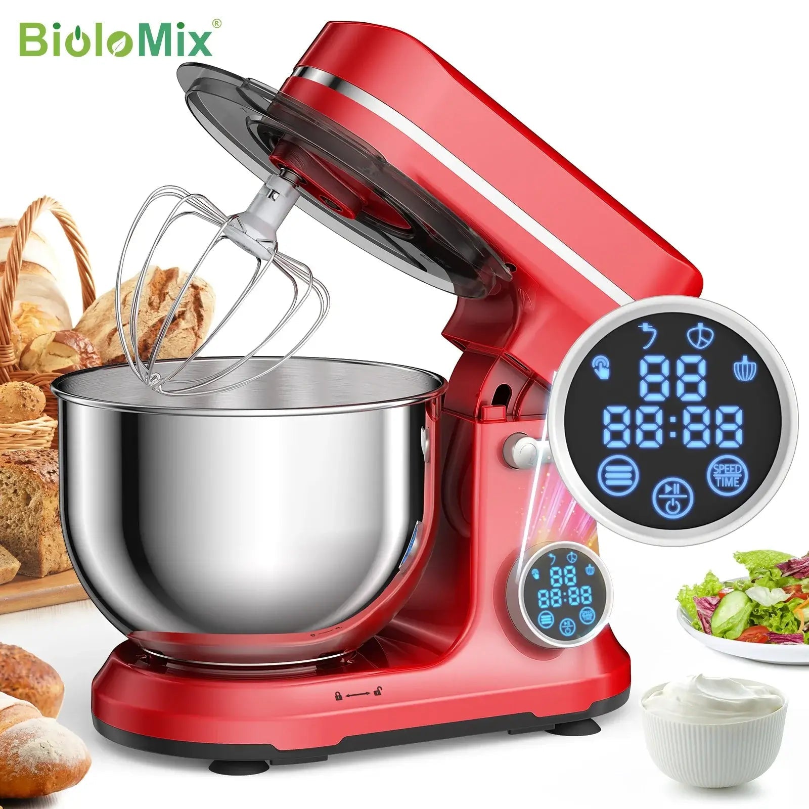 Kitchen Food Stand Mixer - 1200W, 11 Speeds, OLED - KitchenCraftedGoods