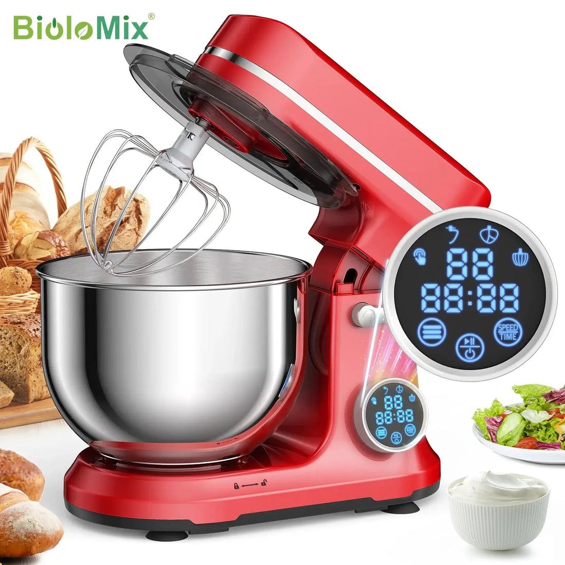 Kitchen Food Stand Mixer - 1200W, 11 Speeds, OLED - KitchenCraftedGoods