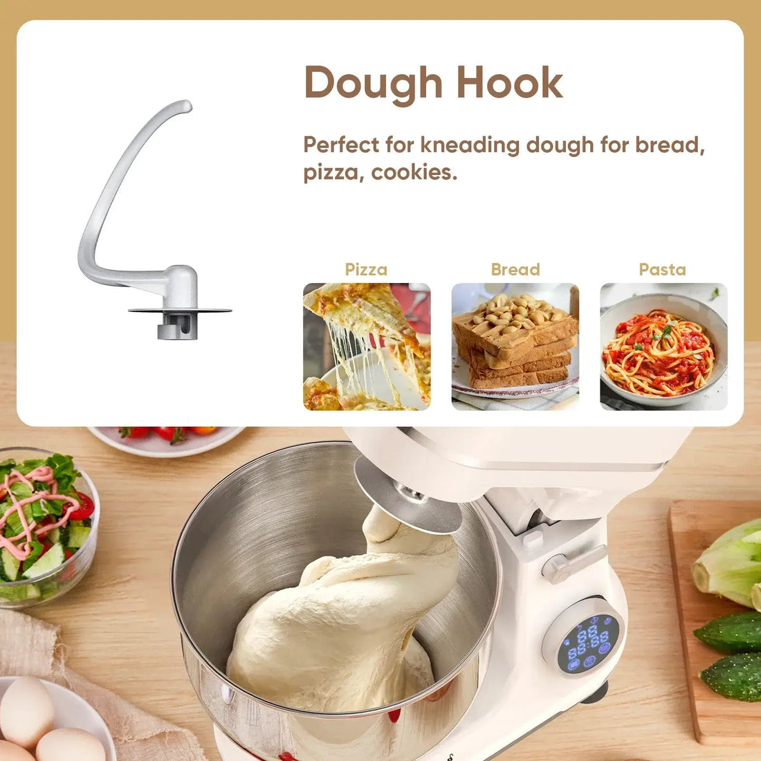 Kitchen Food Stand Mixer - 1200W, 11 Speeds, OLED - KitchenCraftedGoods