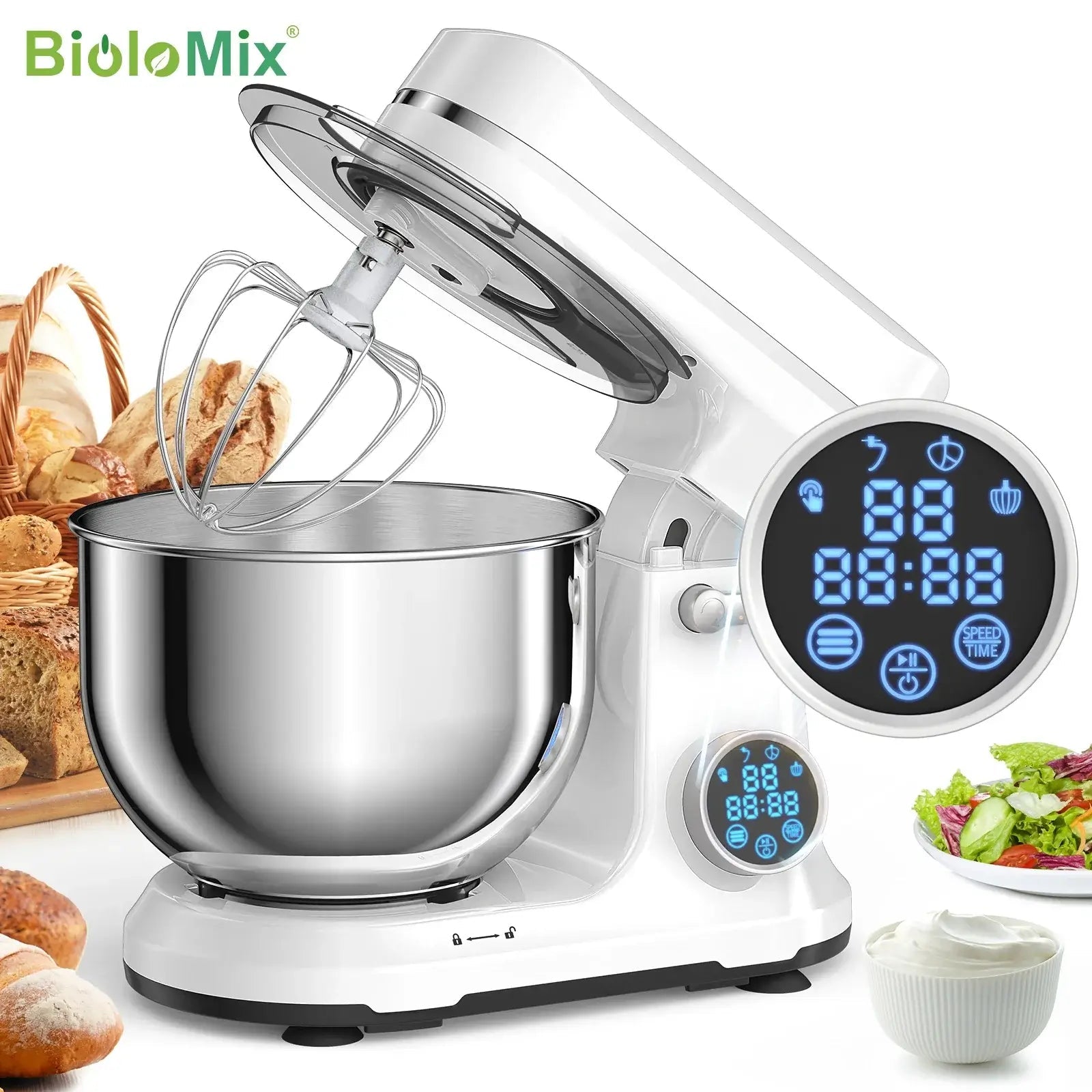 Kitchen Food Stand Mixer - 1200W, 11 Speeds, OLED - KitchenCraftedGoods