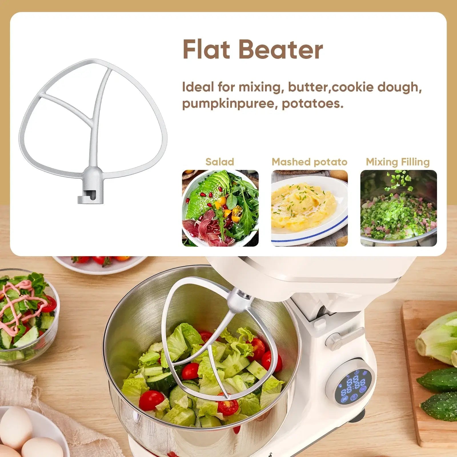 Kitchen Food Stand Mixer - 1200W, 11 Speeds, OLED - KitchenCraftedGoods