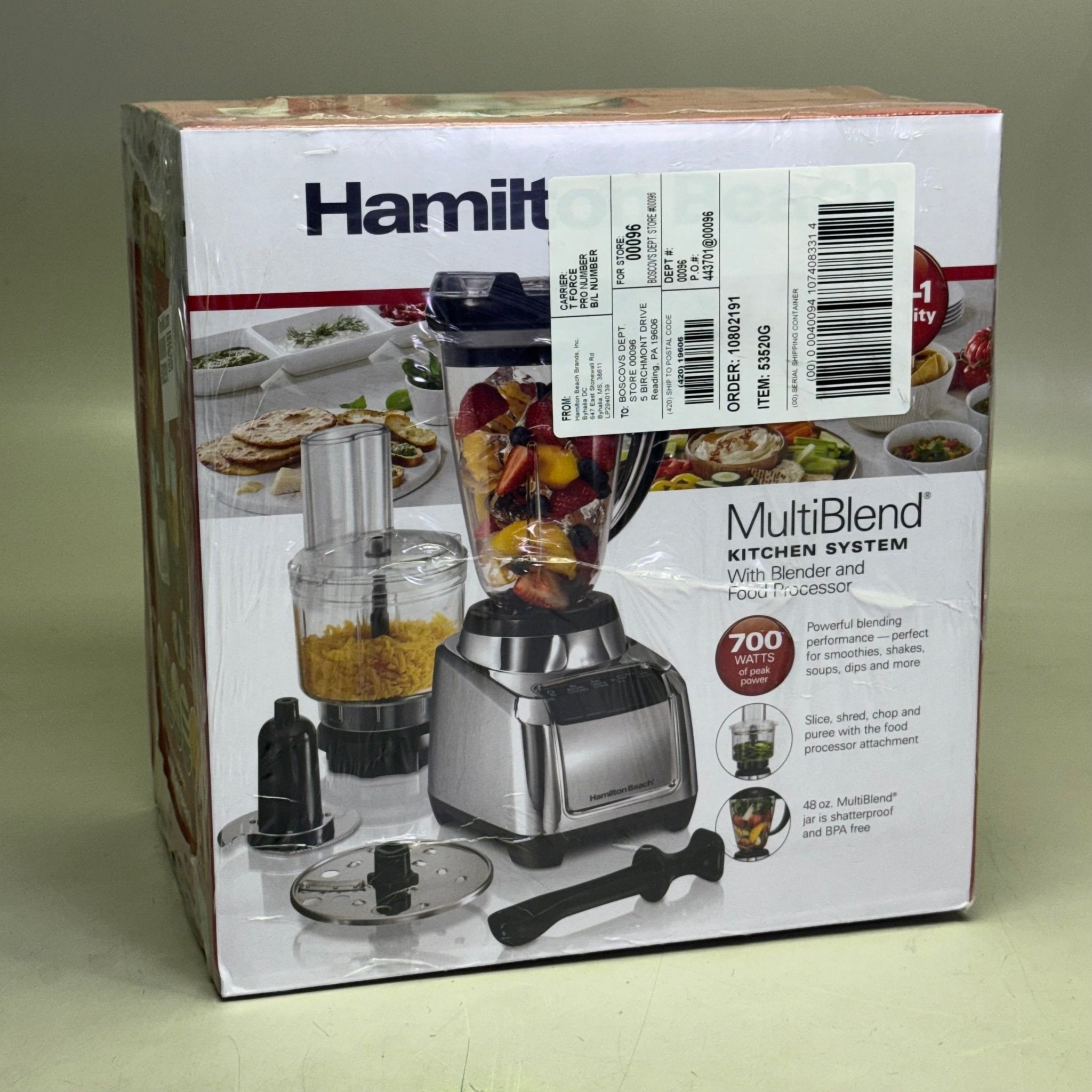 Kitchen System With Blender & Food Processor 700Watts 13" x 13.5" x 9.5" Grey 53520G - KitchenCraftedGoods