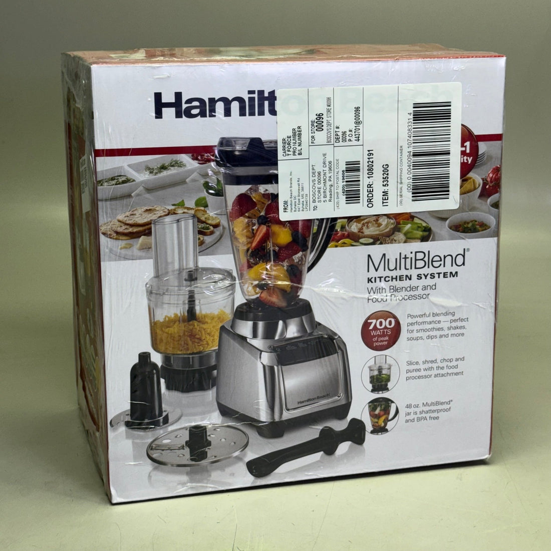Kitchen System With Blender & Food Processor 700Watts 13" x 13.5" x 9.5" Grey 53520G - KitchenCraftedGoods