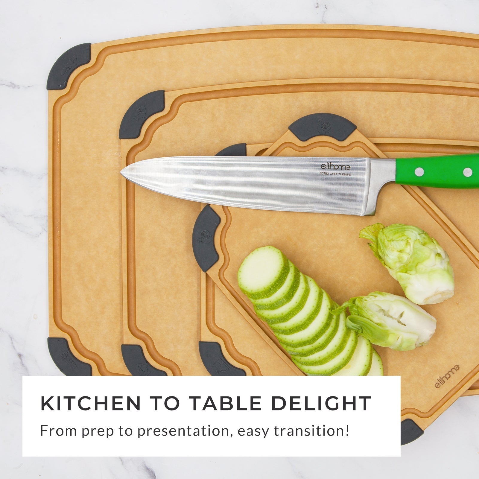 Large Cutting Board 14"x10" – Non - Slip, Juice Groove, Dishwasher Safe & Eco - Friendly - KitchenCraftedGoods