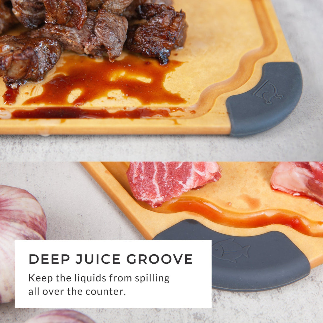 Large Cutting Board 14"x10" – Non - Slip, Juice Groove, Dishwasher Safe & Eco - Friendly - KitchenCraftedGoods