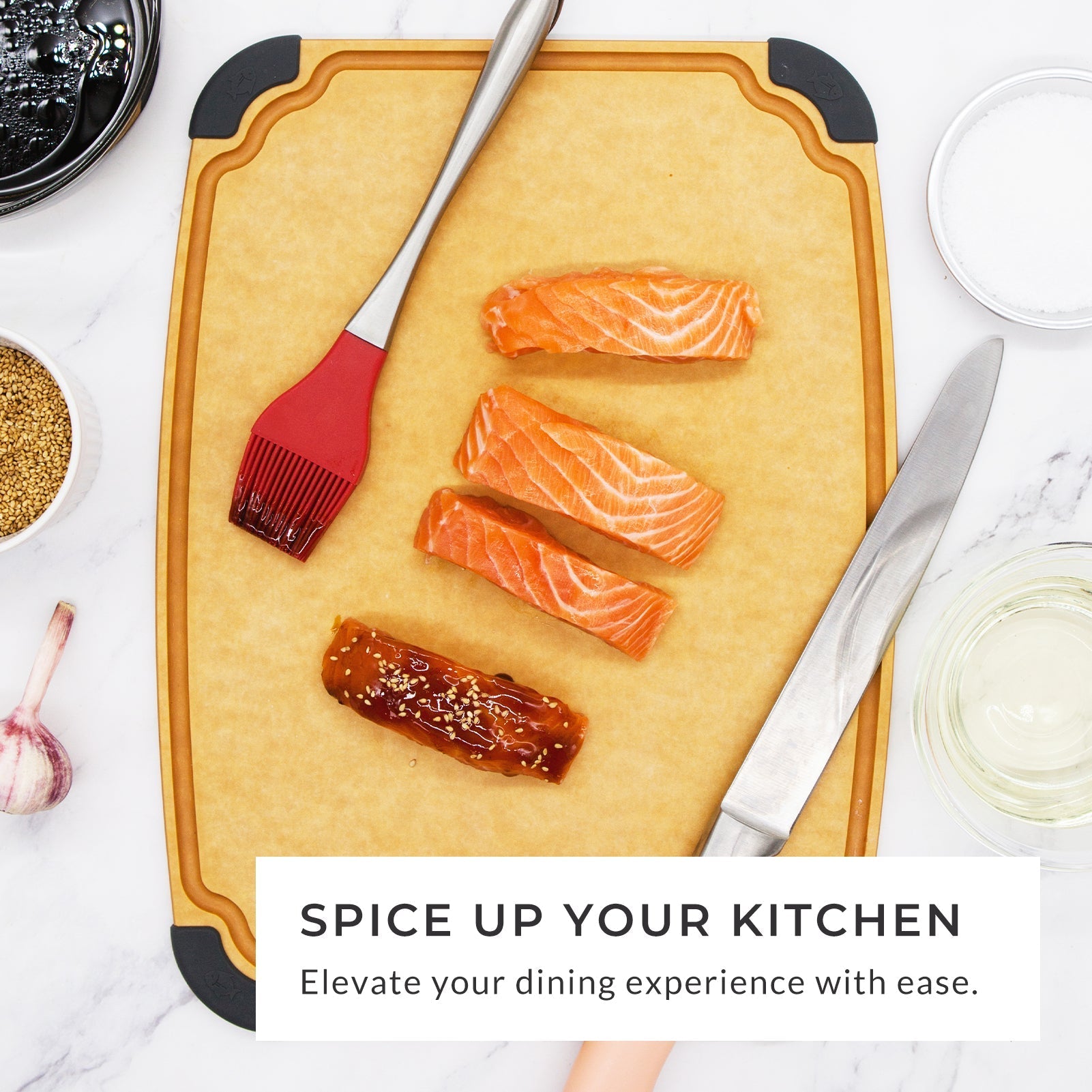 Large Cutting Board 14"x10" – Non - Slip, Juice Groove, Dishwasher Safe & Eco - Friendly - KitchenCraftedGoods