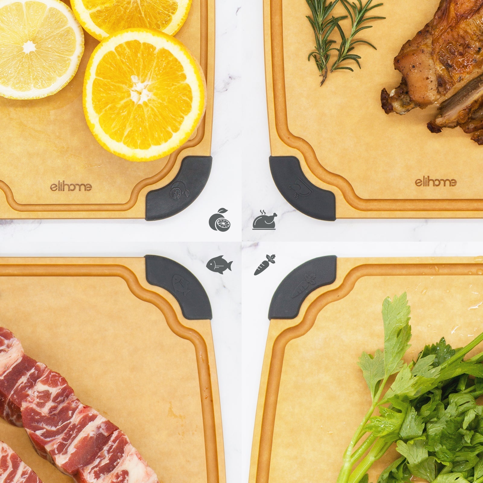 Large Cutting Board 14"x10" – Non - Slip, Juice Groove, Dishwasher Safe & Eco - Friendly - KitchenCraftedGoods
