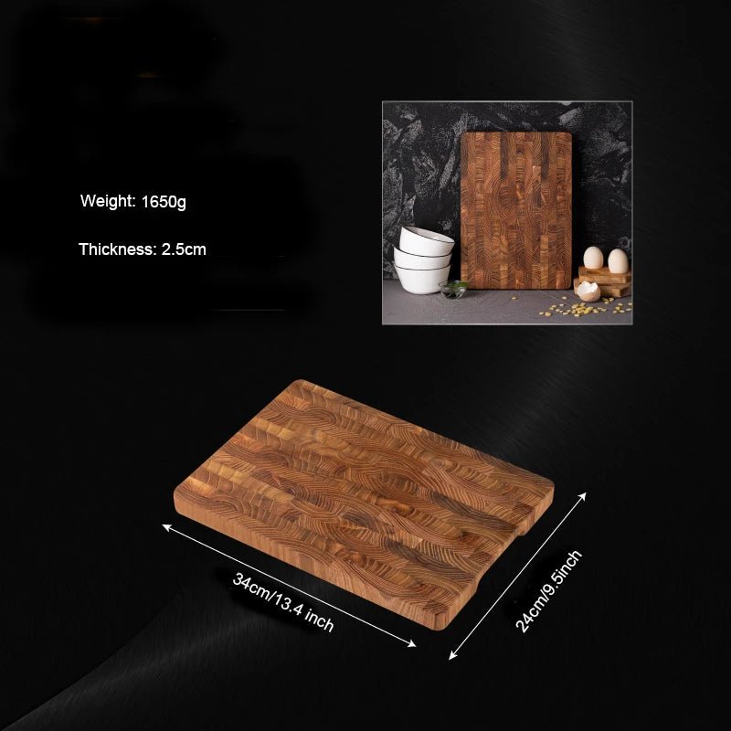 Large Teak Wood Cutting Board – Thick Butcher Block (16.5” x 11.8” / 13.3” x 9.5”), Heavy - Duty Wooden Chopping Board for Kitchen - KitchenCraftedGoods