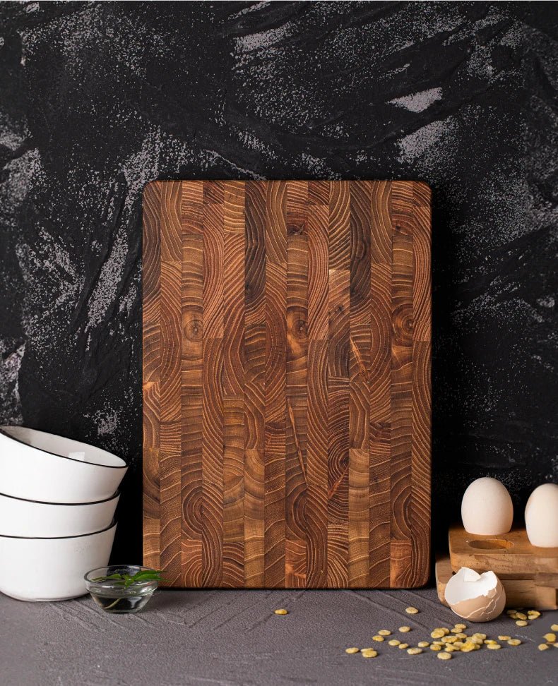 Large Teak Wood Cutting Board – Thick Butcher Block (16.5” x 11.8” / 13.3” x 9.5”), Heavy - Duty Wooden Chopping Board for Kitchen - KitchenCraftedGoods