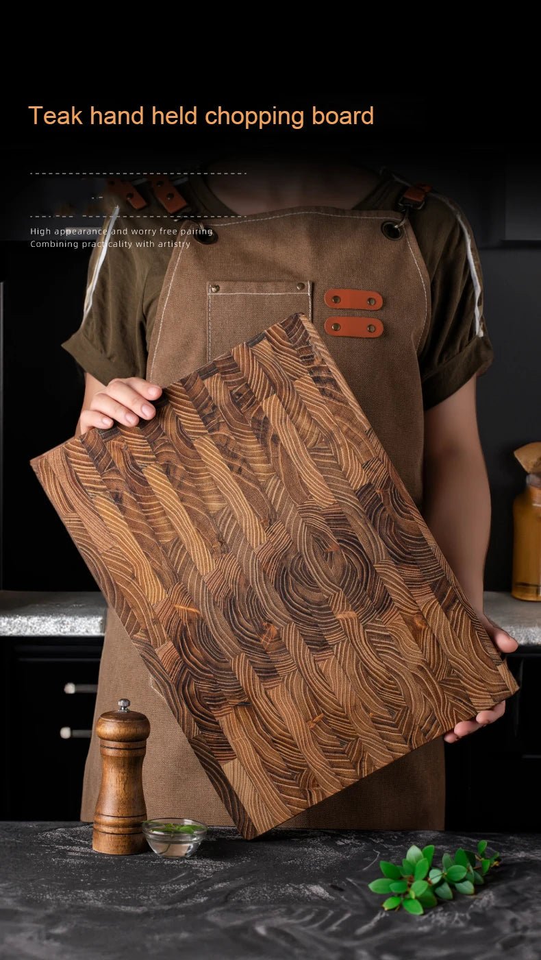 Large Teak Wood Cutting Board – Thick Butcher Block (16.5” x 11.8” / 13.3” x 9.5”), Heavy - Duty Wooden Chopping Board for Kitchen - KitchenCraftedGoods