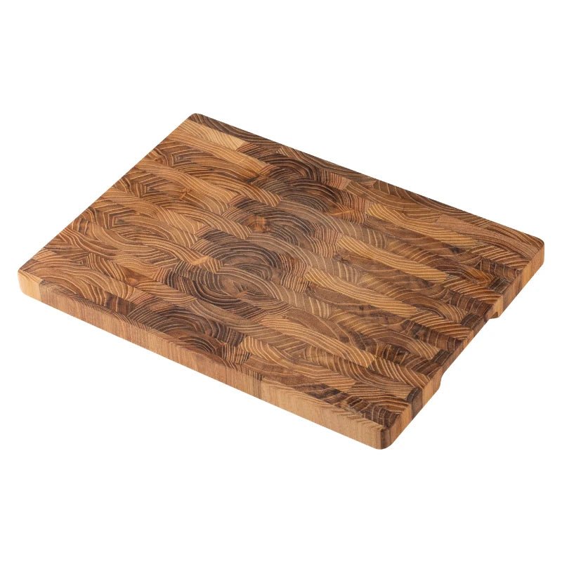 Large Teak Wood Cutting Board – Thick Butcher Block (16.5” x 11.8” / 13.3” x 9.5”), Heavy - Duty Wooden Chopping Board for Kitchen - KitchenCraftedGoods