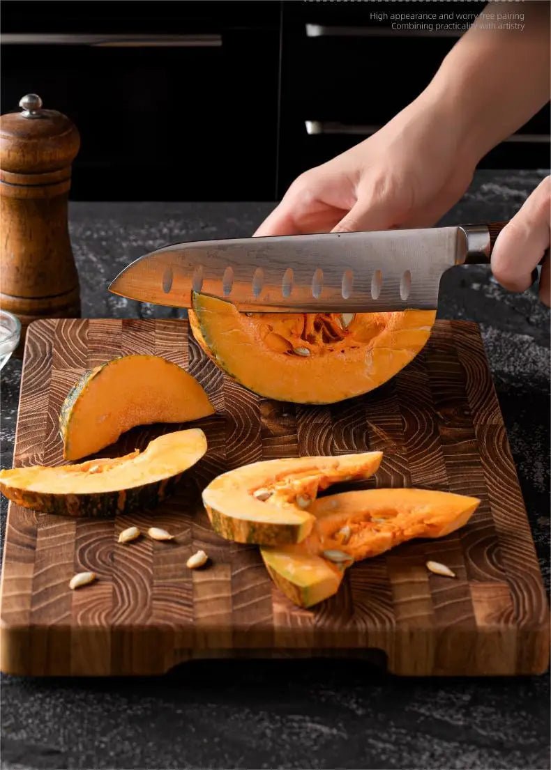 Large Teak Wood Cutting Board – Thick Butcher Block (16.5” x 11.8” / 13.3” x 9.5”), Heavy - Duty Wooden Chopping Board for Kitchen - KitchenCraftedGoods