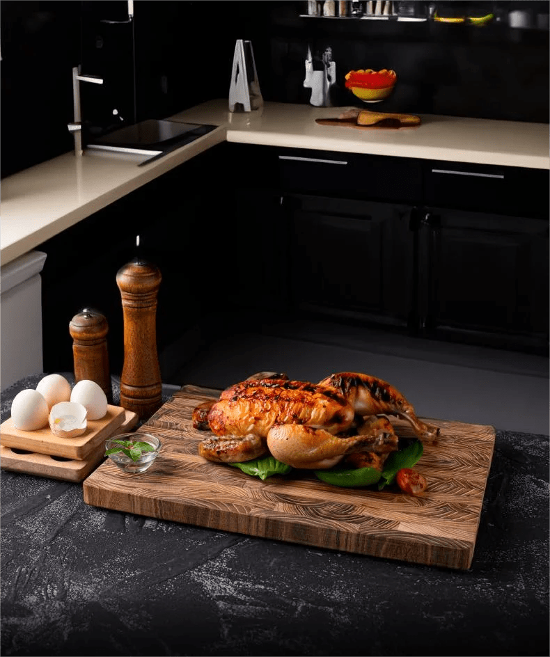 Large Teak Wood Cutting Board – Thick Butcher Block (16.5” x 11.8” / 13.3” x 9.5”), Heavy - Duty Wooden Chopping Board for Kitchen - KitchenCraftedGoods