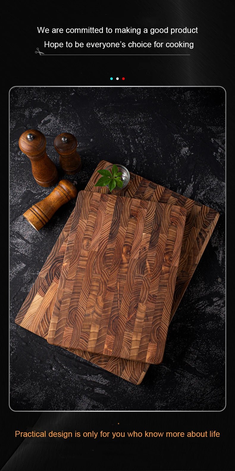 Large Teak Wood Cutting Board – Thick Butcher Block (16.5” x 11.8” / 13.3” x 9.5”), Heavy - Duty Wooden Chopping Board for Kitchen - KitchenCraftedGoods