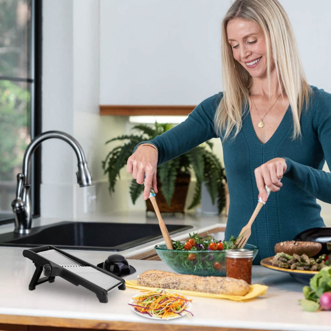 Mandoline Stainless Steel Food Slicer with 5 Adjustable Blades - KitchenCraftedGoods