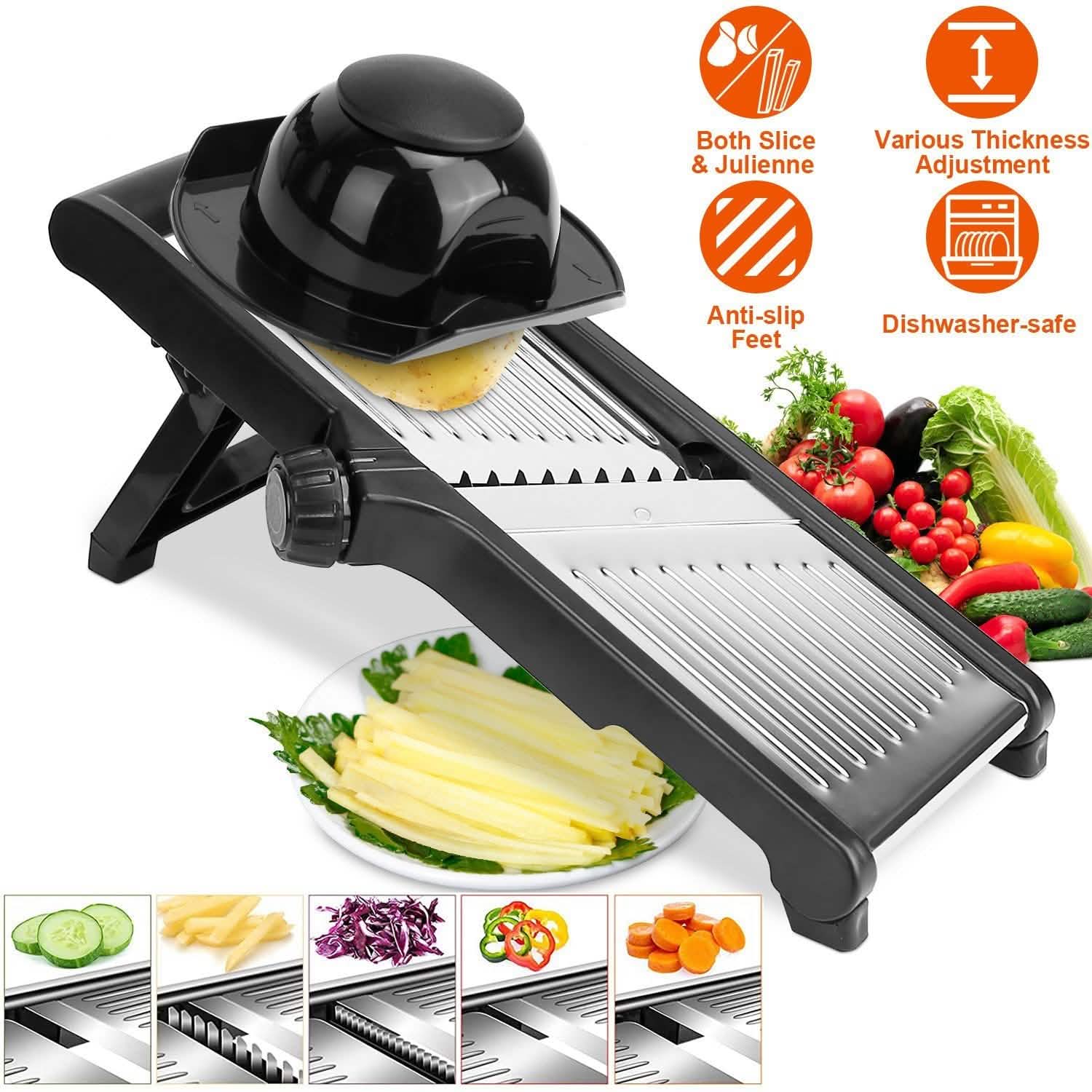 Mandoline Stainless Steel Food Slicer with 5 Adjustable Blades - KitchenCraftedGoods