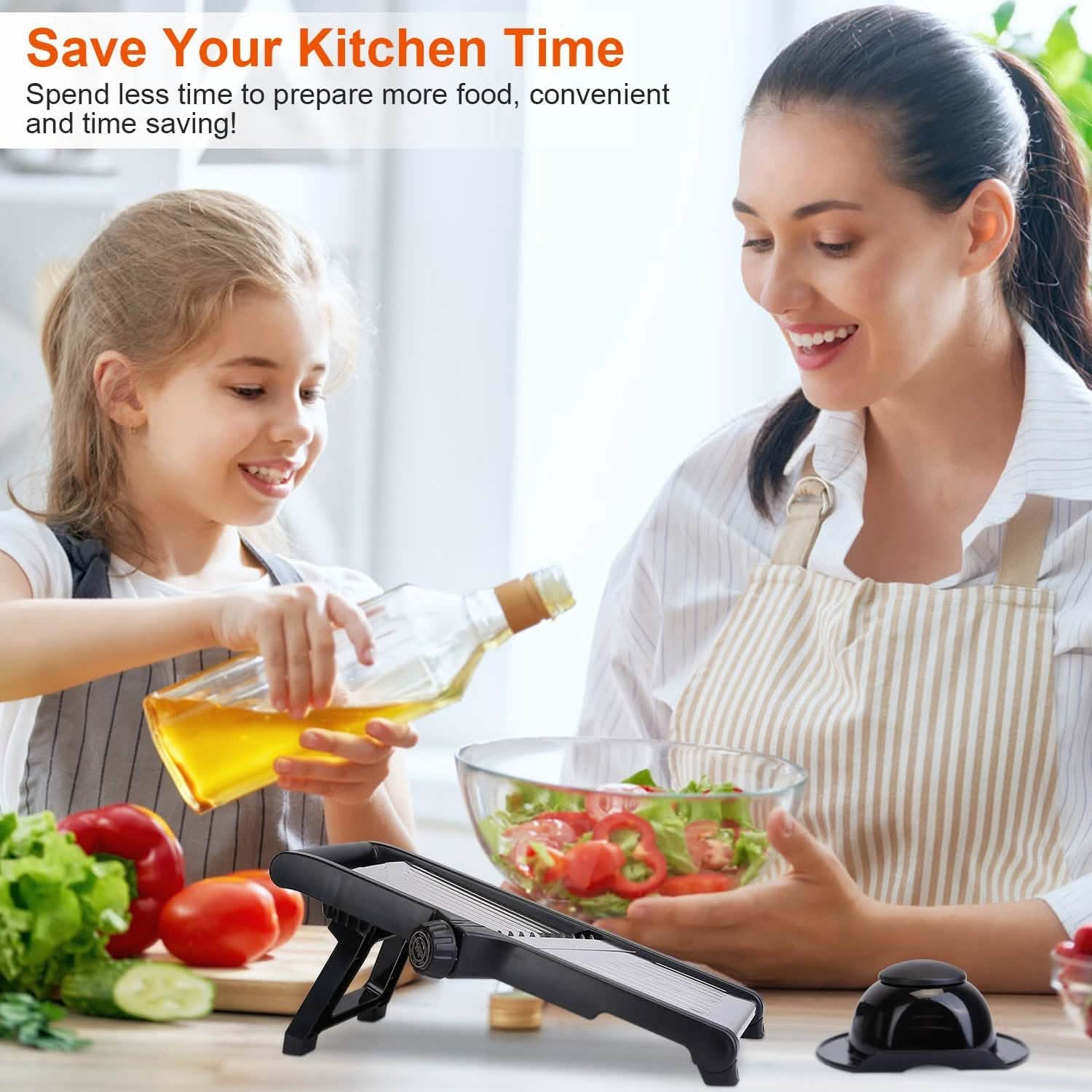 Mandoline Stainless Steel Food Slicer with 5 Adjustable Blades - KitchenCraftedGoods
