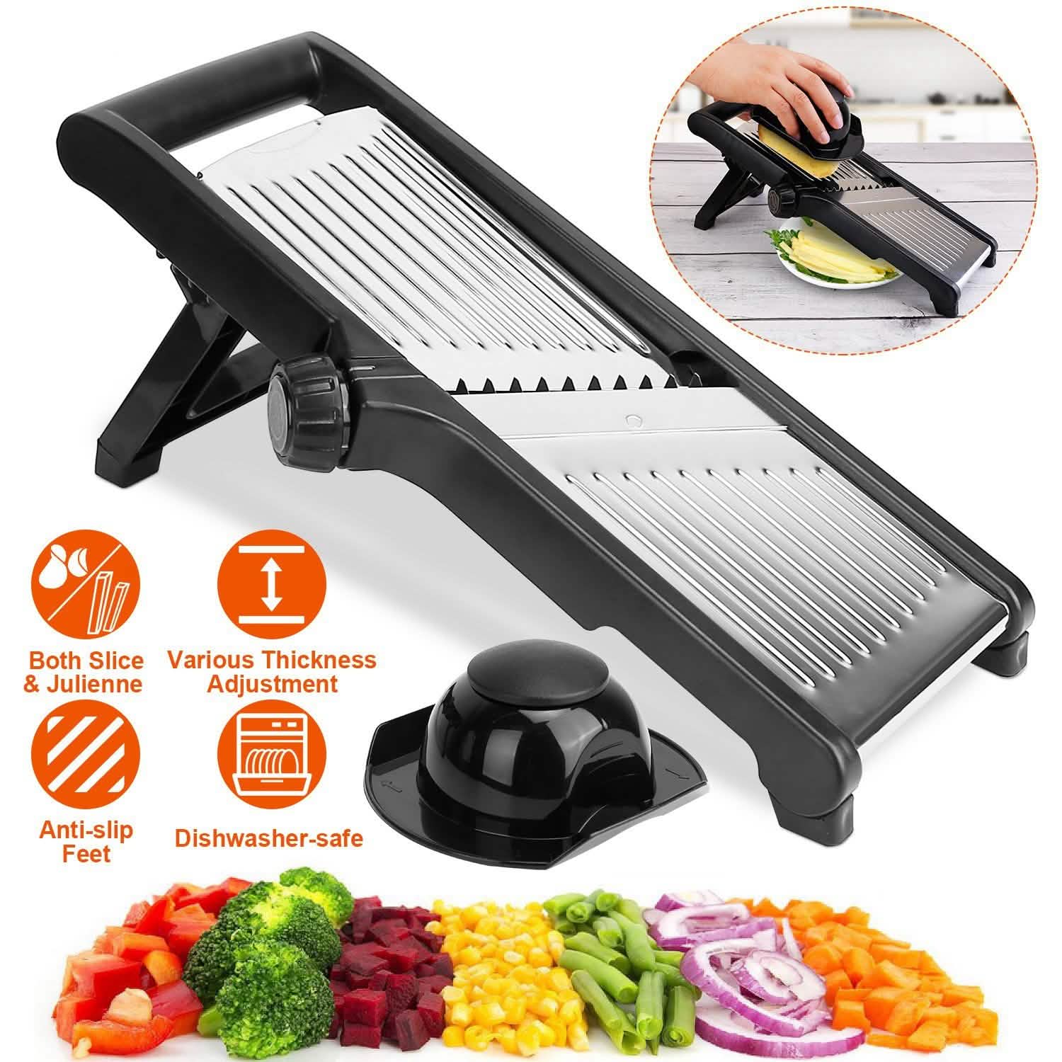 Mandoline Stainless Steel Food Slicer with 5 Adjustable Blades - KitchenCraftedGoods
