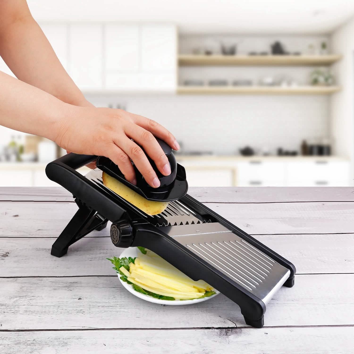 Mandoline Stainless Steel Food Slicer with 5 Adjustable Blades - KitchenCraftedGoods