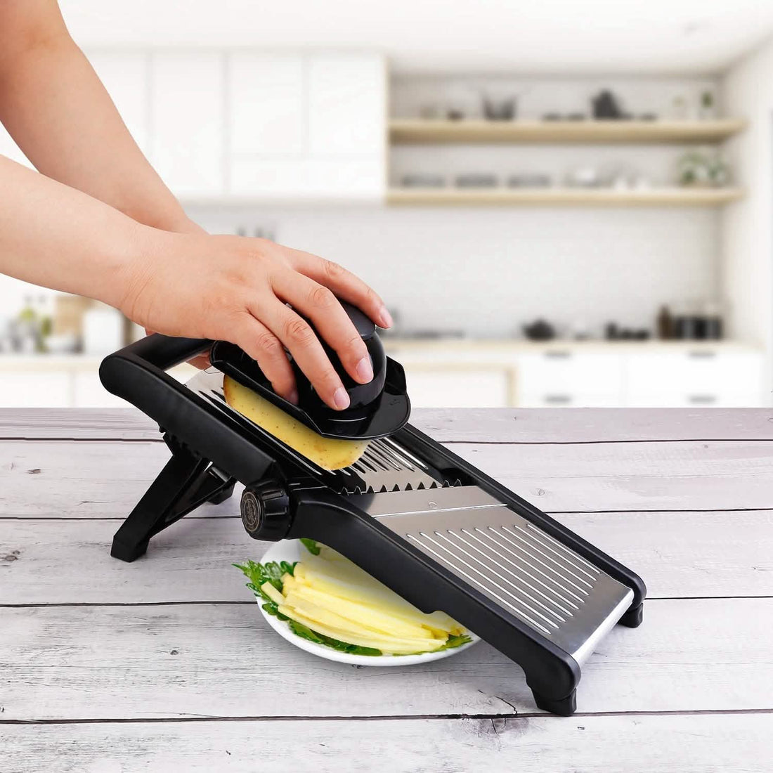 Mandoline Stainless Steel Food Slicer with 5 Adjustable Blades - KitchenCraftedGoods