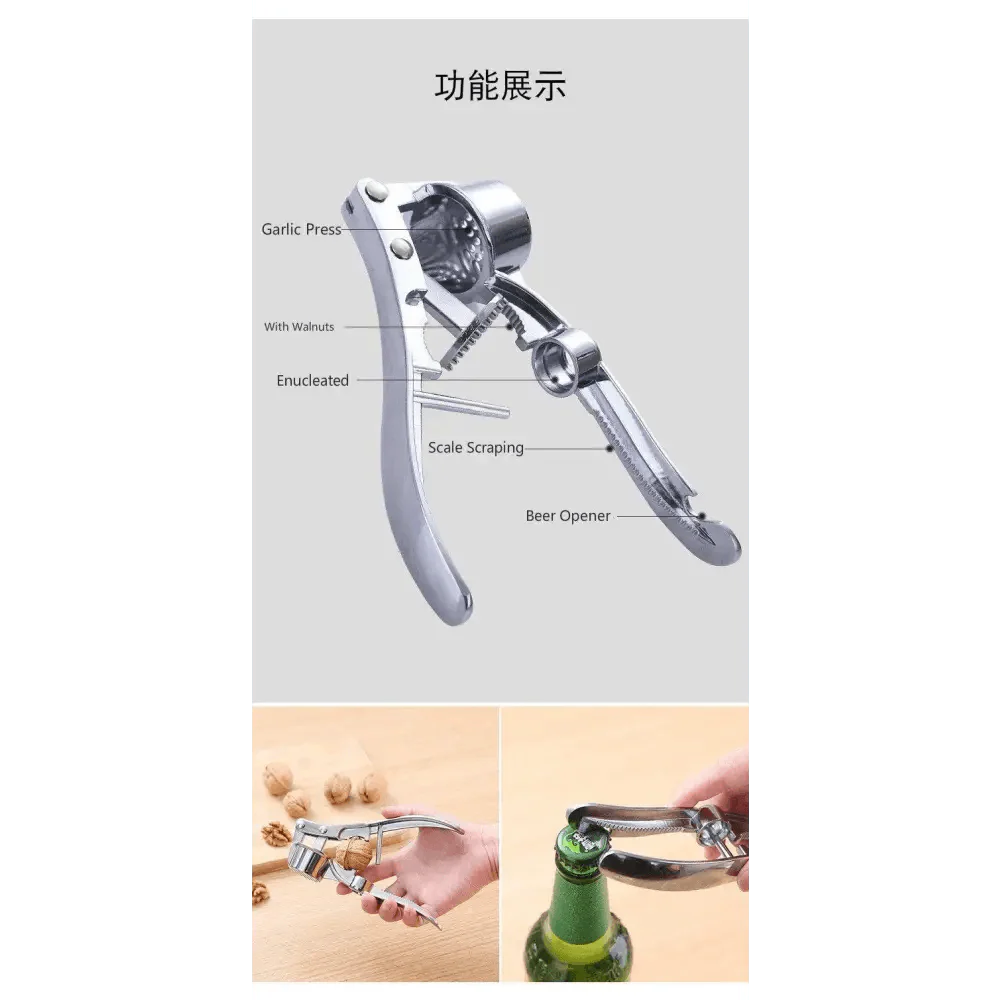 Multi-Functional Stainless Steel Garlic & Ginger Press