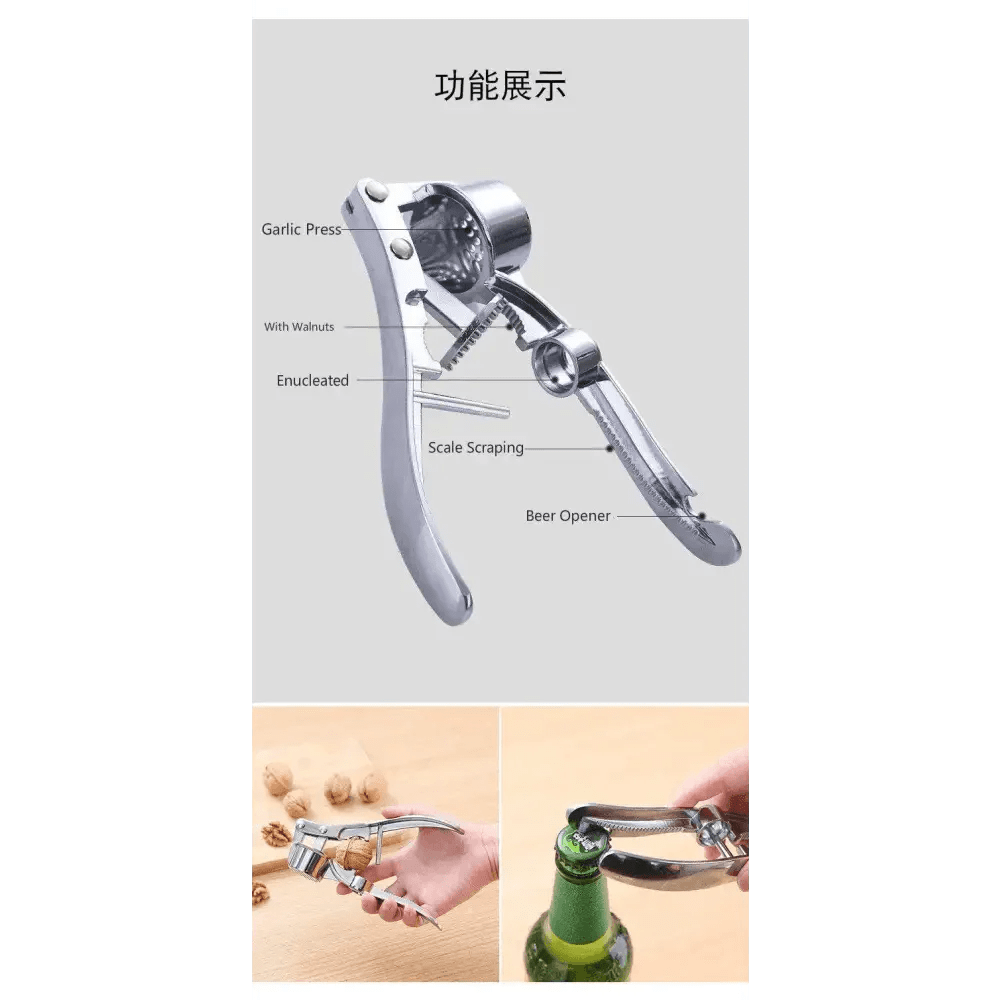 Multi - Functional Stainless Steel Garlic & Ginger Press - KitchenCraftedGoods