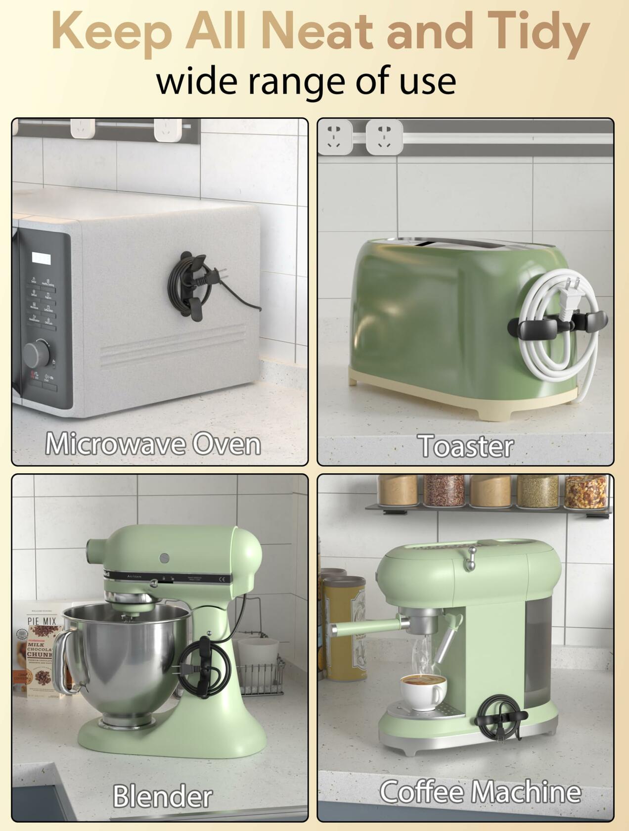 2025 Cord Organizer 6pcs Adjustable Kitchen Appliance Cord Holder Angles