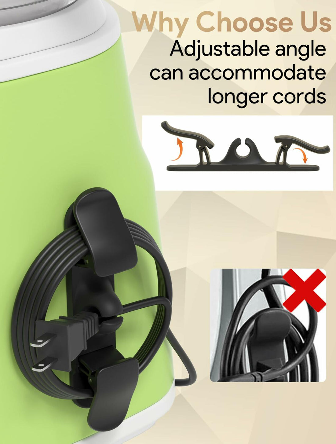 2025 Cord Organizer 6pcs Adjustable Kitchen Appliance Cord Holder Angles