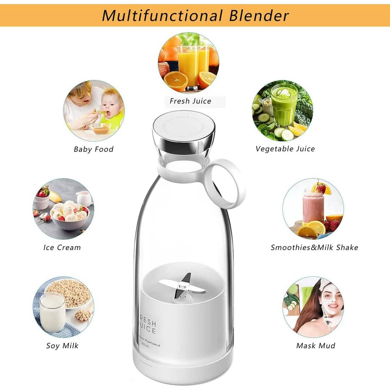 Portable Blender Bottle Electric Juicer - KitchenCraftedGoods