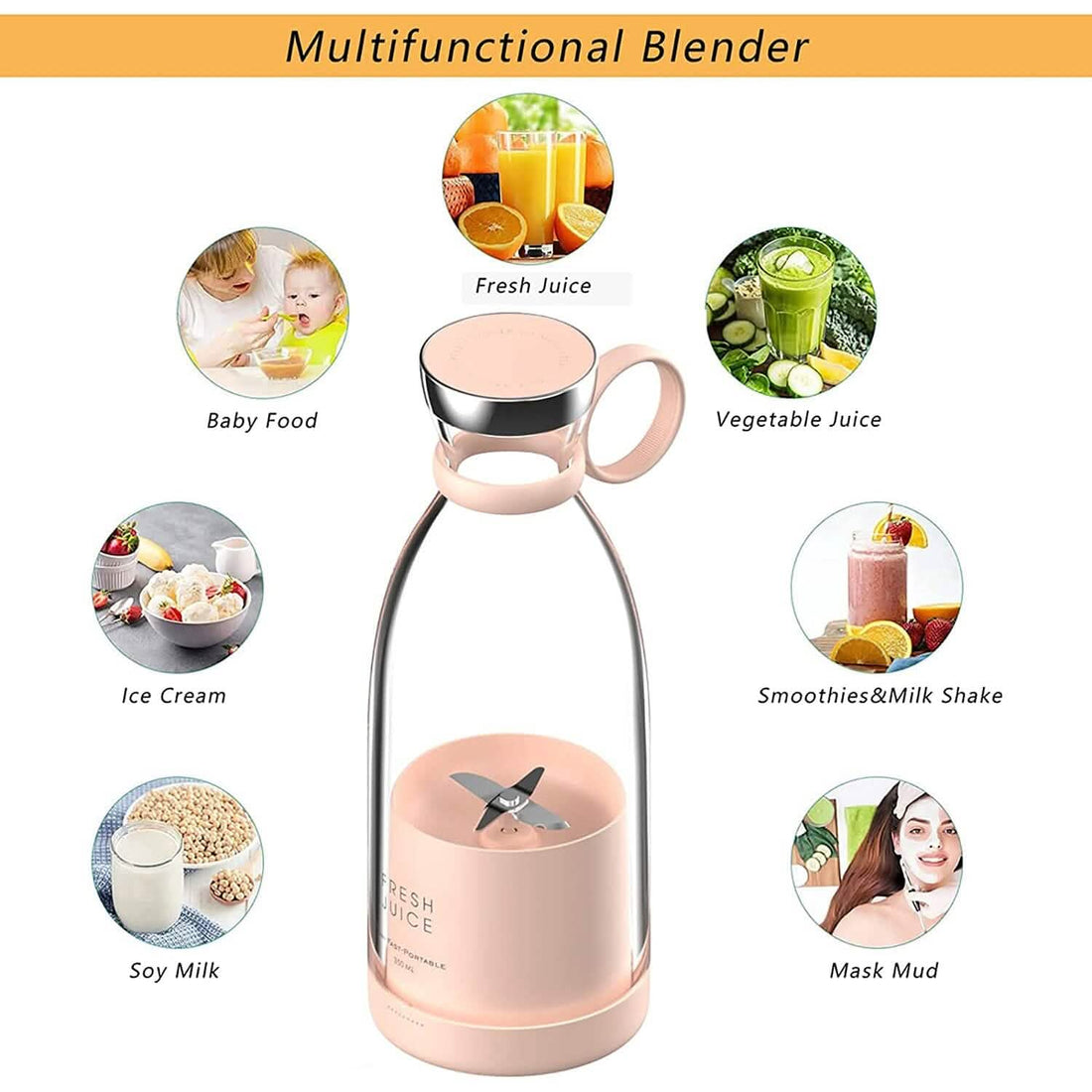 Portable Blender Bottle Electric Juicer - KitchenCraftedGoods