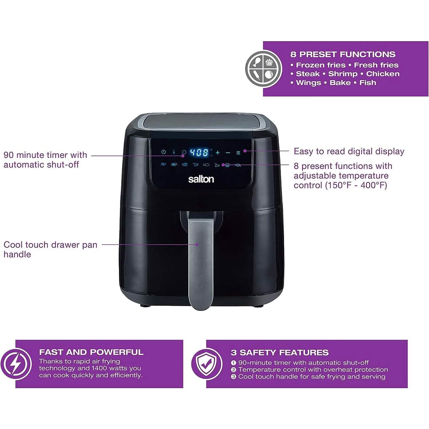 Salton Digital Air Fryer XL 5L - KitchenCraftedGoods