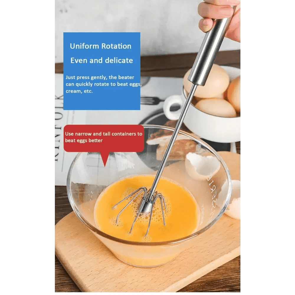 Semi - Automatic Stainless Steel Egg Beater Manual Whisk - KitchenCraftedGoods