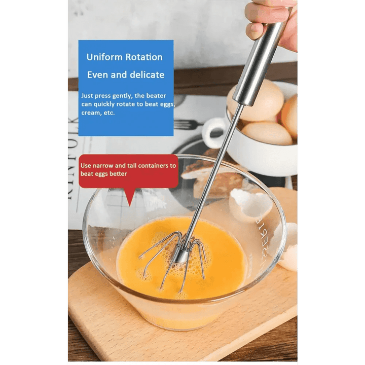 Semi - Automatic Stainless Steel Egg Beater Manual Whisk - KitchenCraftedGoods