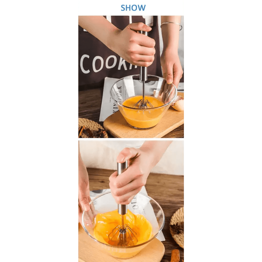 Semi - Automatic Stainless Steel Egg Beater Manual Whisk - KitchenCraftedGoods