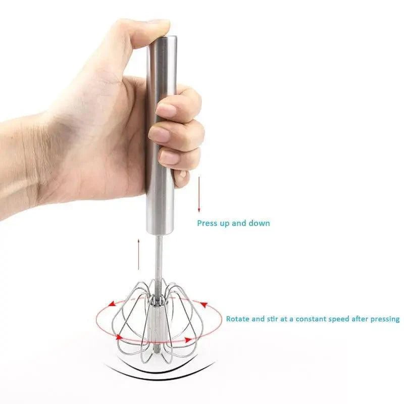 Semi - Automatic Stainless Steel Egg Beater Manual Whisk - KitchenCraftedGoods