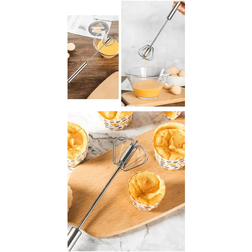 Semi - Automatic Stainless Steel Egg Beater Manual Whisk - KitchenCraftedGoods