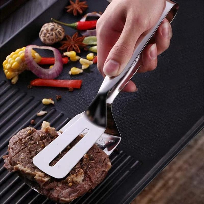 Multifunctional Stainless Steel Kitchen Tongs & Spatula