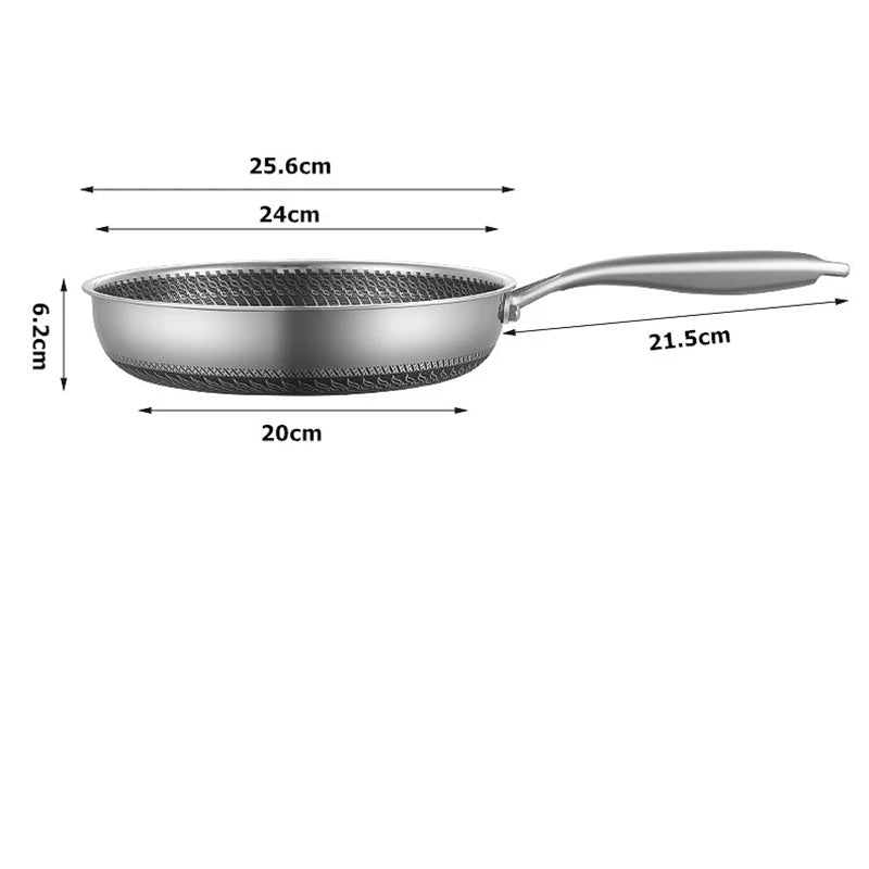 Stainless Steel Nonstick Frying Pan with Lid – Honeycomb Skillet - KitchenCraftedGoods