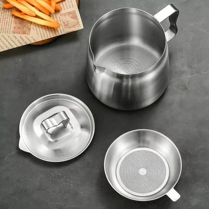 Stainless Steel Oil Filter Pot – Fine Mesh Strainer with Fry Basket - KitchenCraftedGoods