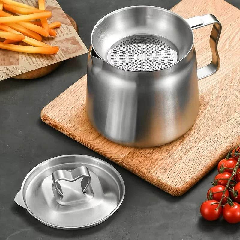 Stainless Steel Oil Filter Pot – Fine Mesh Strainer with Fry Basket - KitchenCraftedGoods