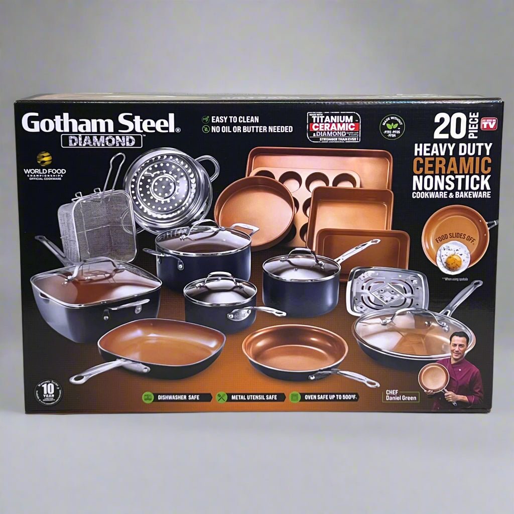 STEEL (20 Pcs) Cookware + Bakeware Set 22.65" X 15.04" X 14.57" 1922MPL - KitchenCraftedGoods