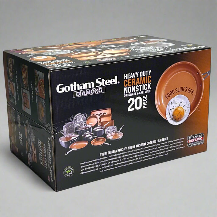 STEEL (20 Pcs) Cookware + Bakeware Set 22.65" X 15.04" X 14.57" 1922MPL - KitchenCraftedGoods