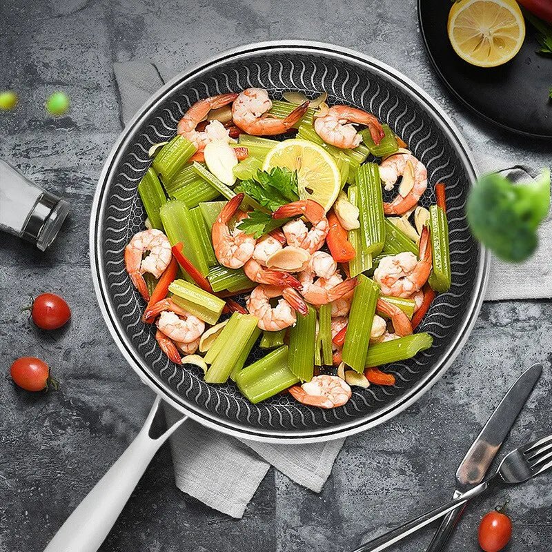 Tri - Ply 316 Stainless Steel Frying Pan – Honeycomb Nonstick Skillet - KitchenCraftedGoods
