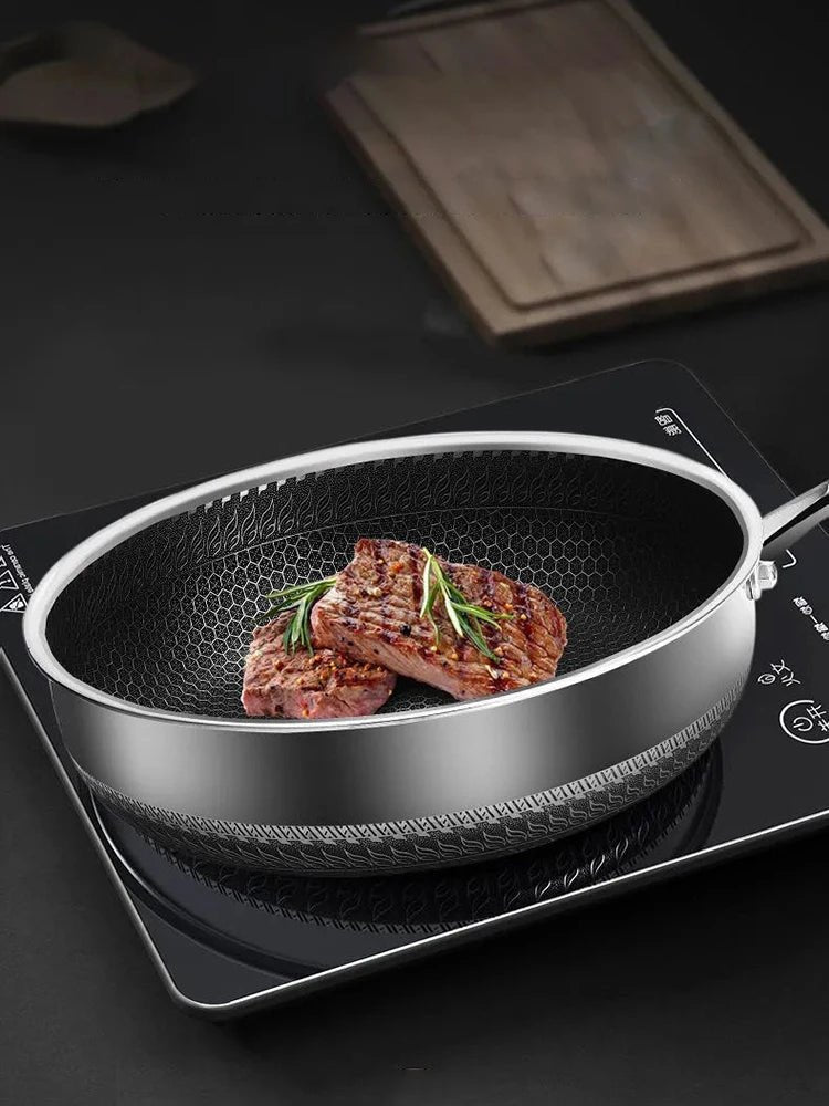 Tri - Ply 316 Stainless Steel Frying Pan – Honeycomb Nonstick Skillet - KitchenCraftedGoods