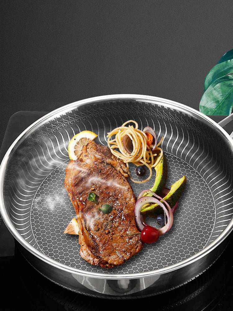 Tri - Ply 316 Stainless Steel Frying Pan – Honeycomb Nonstick Skillet - KitchenCraftedGoods