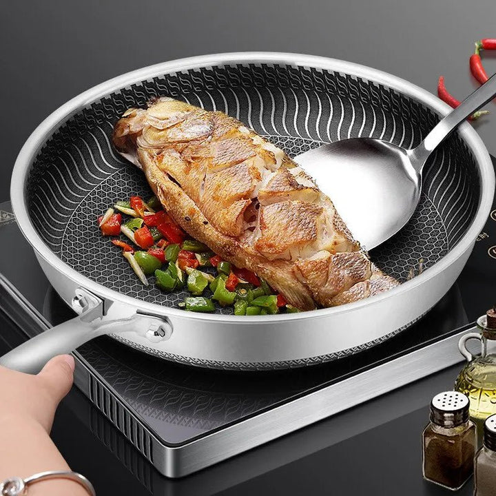 Tri - Ply 316 Stainless Steel Frying Pan – Honeycomb Nonstick Skillet - KitchenCraftedGoods